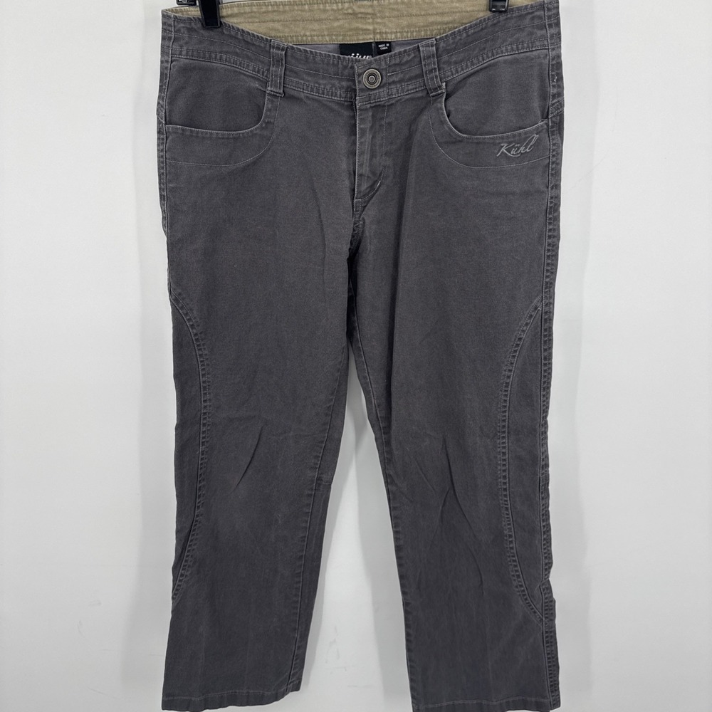 Kuhl Women's Size 6 Regular Grey Hiking Pants Stretch Denim Embroidered